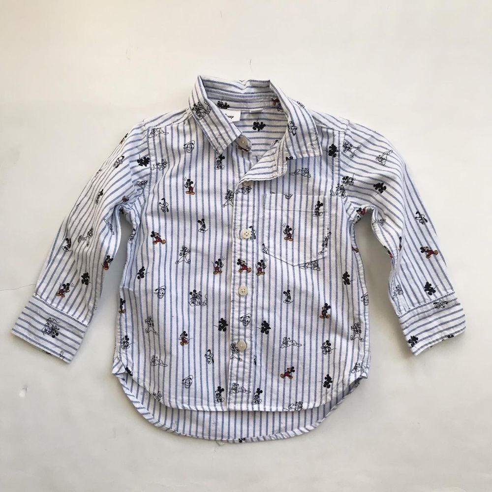 BABygap x Disney Mickey Mouse print button  down shirt EUC 2T